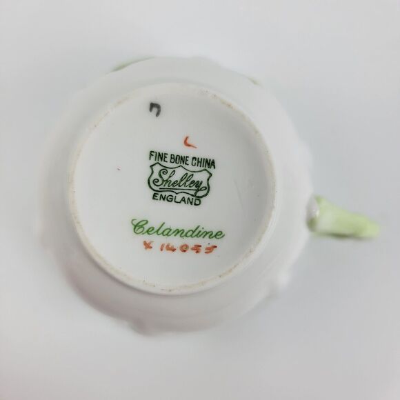 Shelley Celandine Trio Tea Cup ,Saucer and Plate Bone China  Shelley Celandine Trio Tea Cup ,Saucer and Plate Bone China England Green Leaves